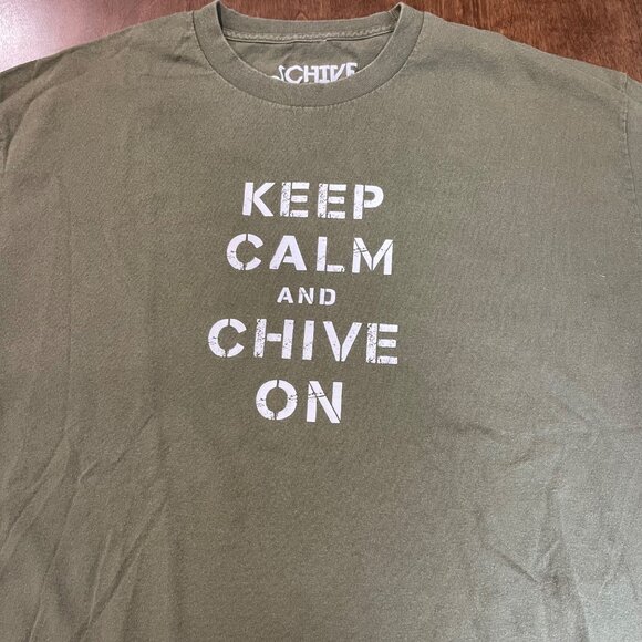 Chive Tees Keep Calm and Chive On Tee Unisex Adult Size XL Green Short Sleeve - Picture 7 of 9